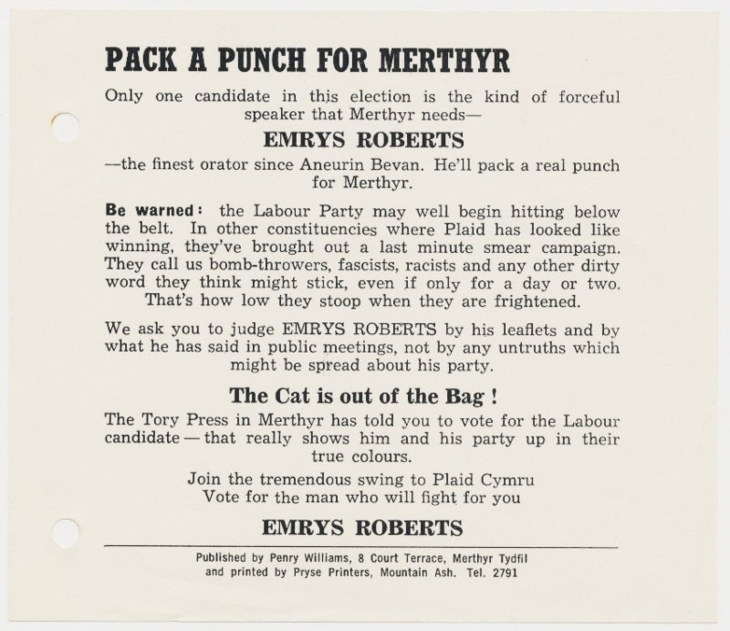 1970x Emrys Roberts Merthyr Punch